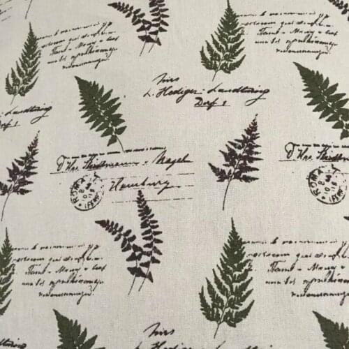 DIY Sewing Linen Cotton Fabric Leaf Printed Linen Fabric Beige Canvas Material For Quilting Home Textile Tablecloth Cushioncover