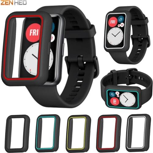 Silicone Protector Case For Huawei Watch Fit Double Color Protective Shell Frame Accessories