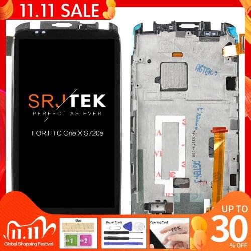 Srjtek Screen For HTC One X S720e LCD Touch Screen G23 Display Digitizer Sensor Assembly With Frame Tested Black 4.7'' 1280*720