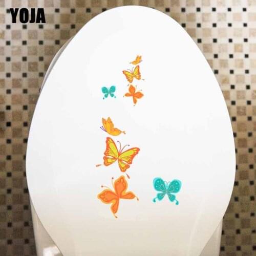 YOJA 11.9X22.8CM Cartoon Pattern Toilet Sticker Home Decor Butterflies Wall Decal T3-1336