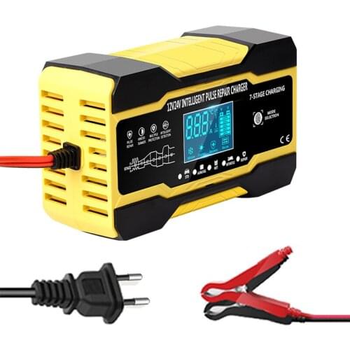 Fully Automatic Car Battery Charger 12V 10A 24V 5A Smart Fast Charging for AGM GEL WET Lead Acid Battery Charger LCD Display