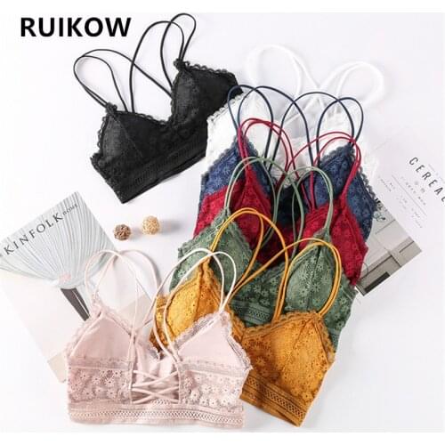 Hot Sale Women Lace Bras Seamless Underwear with No Steel Ring Cross Beautiful Backless Bras for Young Girls Push Up Crop Tops