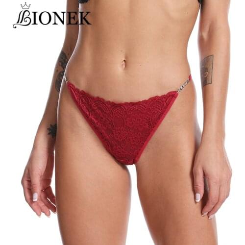 BIONEK Women Sexy Lace Lingerie Temptation Low-waist Panties Embroidery Thong Lace Flowers Underwear Female G String Underpants