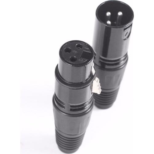 10Pair Black 3 Pin XLR Audio Microphone Cable Connector MIC Snake Plug+ Female Jack