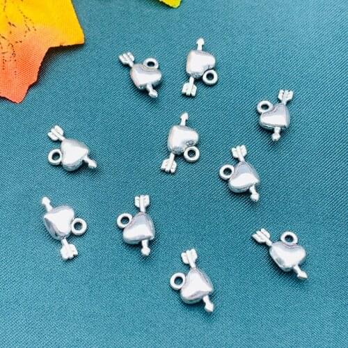 10Pcs 14*7mm Tibetan Silver Tone Heart Arrow Charms Antique Making Pendant Fit Vintage Pendant Jewelry Making DIY Handmade Craft