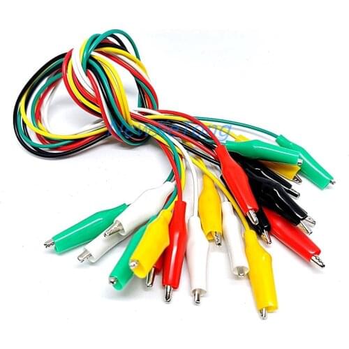 10pcs DIY Test Alligator Clips 28mm Electrical Leads Alligator Double-ended Crocodile Clips Roach Clip Test Jumper Wire 50cm