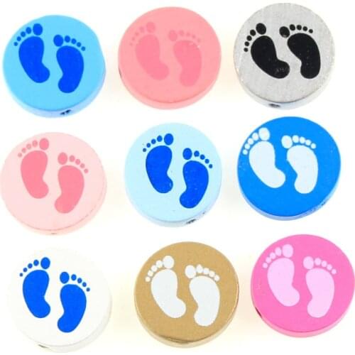 20pcs lovely Foot pattern 20mm Diy Wooden Beads For jewelry making Spacer Wood Beads Accessories