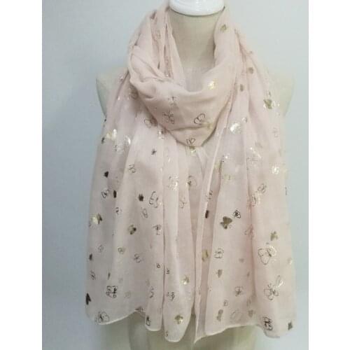 2017 Fashion Butterfly Rose gold Foil Scarves Shawls Long Animal Wrap Lady Hijab Muffler 2 Color Free Shipping