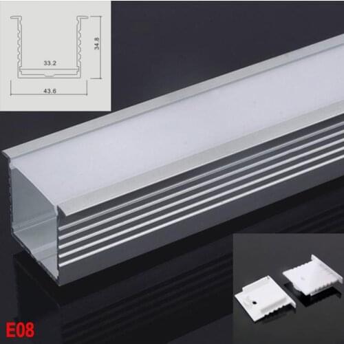 4 Sets E08 100cm U Shape Aluminum Channel Profile With Cover, End Caps and Hanging Wire for LED Bar lights