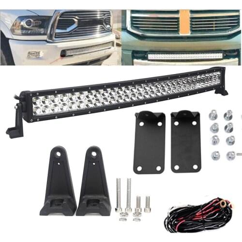 40 inch 240W Curved Led Light Bar Combo Driving Lights Hidden Bumper Mounts with Wiring Harness for 10-18 Dodge Ram 2500/3500