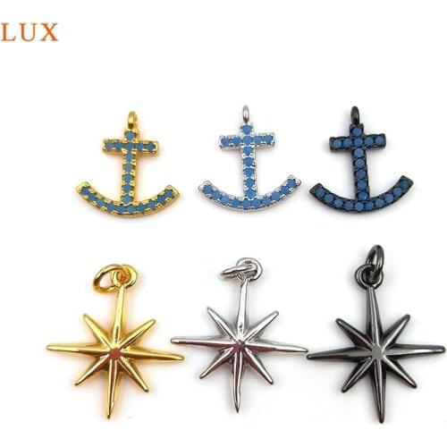 5pcs Shiny Micro Cubic Zircon Pave Pendant For Women Necklace North Star Pendant Stars Pendant Tiny Gold Silver Black Pendant