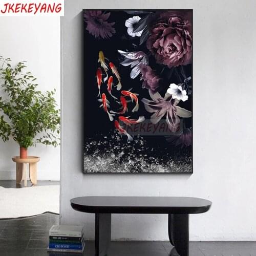 5D Diy diamond painting Koi fish and flowers Diamond Mosaic sale Rhinestone Embroidery cross stitch Y3910