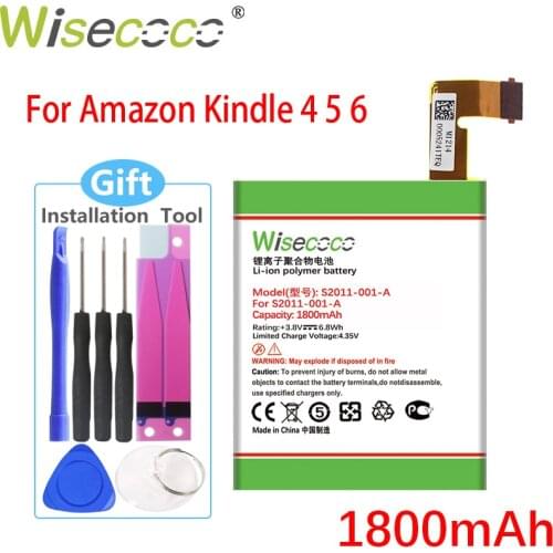 Wisecoco 1800mAh MC-265360 Battery For Amazon1 Kindle 4 D01100 S2011-001-S DR-A015 High Quality