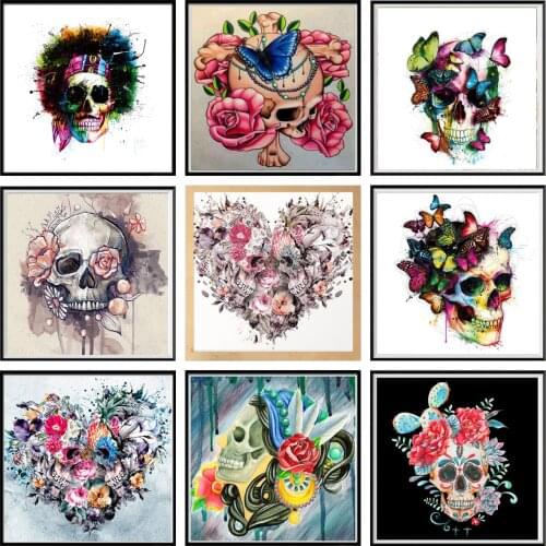 5D Diy Diamond Painting Horror Skull Art Mosaic Diamond Embroidery Anime Halloween Gift Home Wall Decoration Handmade Gift