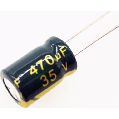100pcs/lot P82 Low ESR/Impedance high frequency 35v 470UF aluminum electrolytic capacitor size 8*12mm 470UF35V 20