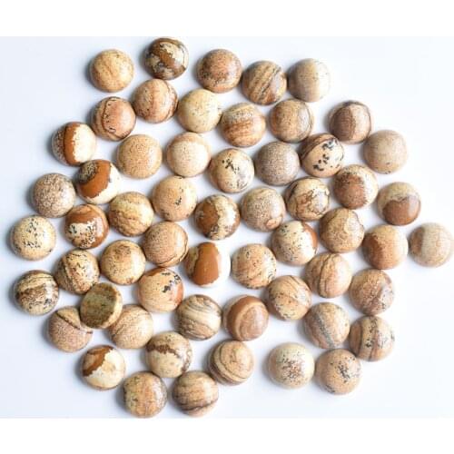 2020 Fashion natural picture stone 12mm round shape CABOCHON beads for jewelry accessories making free Wholesale 50pcs/lot