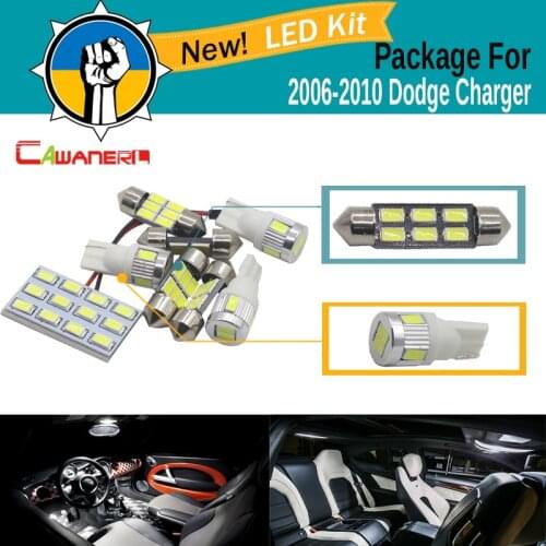 Cawanerl Auto 5630 SMD LED Bulb LED Kit Package White For 2006-2010 Dodge Charger Car Interior Dome Map License Plate Light