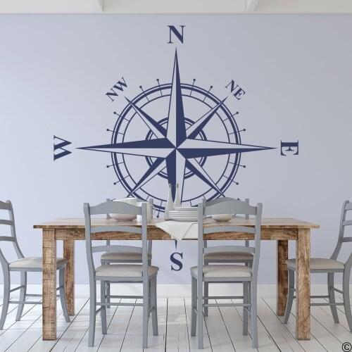 The Charles Compass Rose Wall or Ceiling Decal, medallion, world map art, home decor, nautical nursery sticker E218