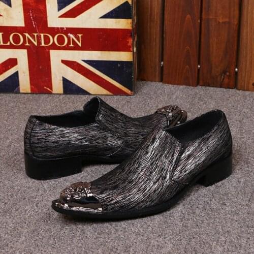 Christia Bella New Personalized Fashion Mens Vertical Grain Real Leather Shoes Plus Size Male Carved Pointed Toe Party Shoes