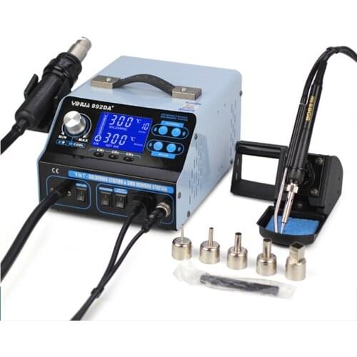 YIHUA 992DA+ LCD Digital Triad Heat Gun Desoldering Station Intelligent Smoking Hot Air Soldering Lron Tool Welding Repair Board