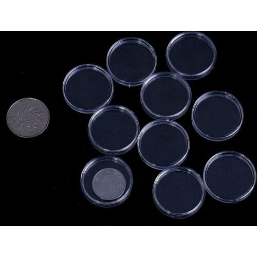 Holders Diameter 26mm Round Useful 10pcs/pack Transparent Coin Capsules Crafts Containers Storage/Collection Boxes