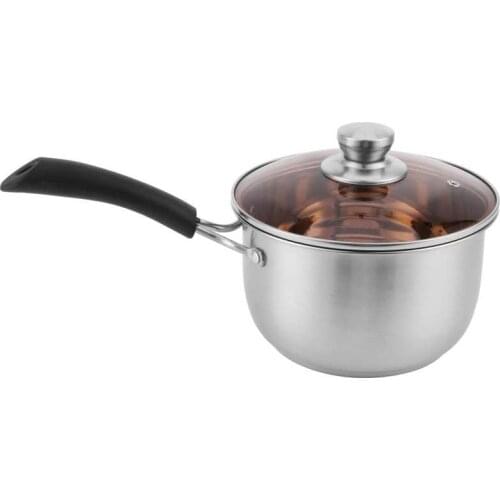 Home Kitchen Cookware Pancake Steak Pan 18cm Thickened Soup Pot 304 Stainless Steel Single Handle Food Supplement Saucepan