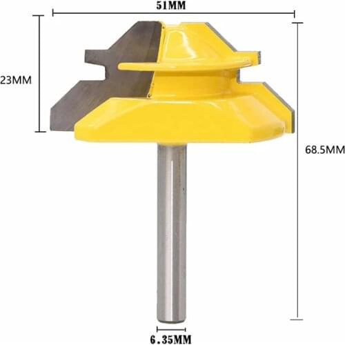 1/4" Shank Medium Lock Milter Router Bit 45 Degree 3/4" Stock Tenon Cutter For Woodworking Tools Milling Bits MC01014