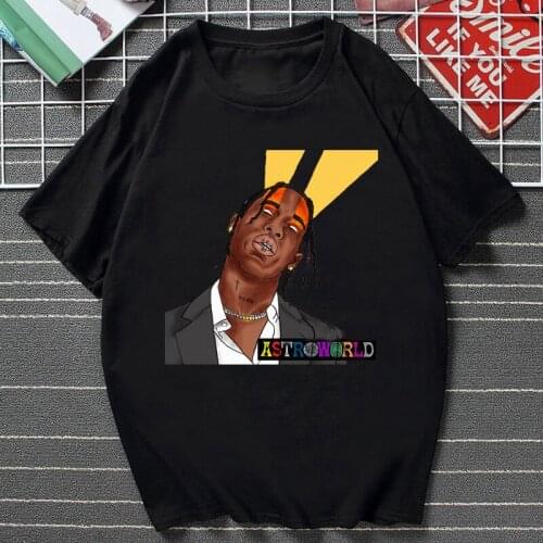 Travis Scott Tshirts Astroworld Letter Print Men T Shirt Creative Design Pattern Hip Hop Male Short-sleev Tops Oversized Tee