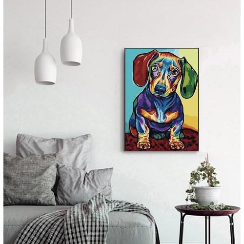 Oil Painting By Numbers "Dog " Drawing on Canvas HandPainted Art Gift DIY Picture By Number Kits Wall Decor