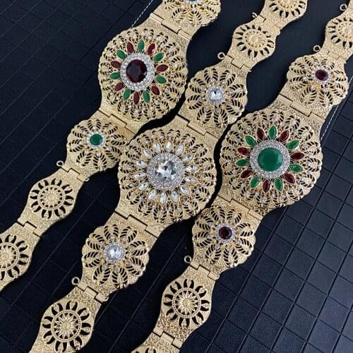 Beautiful Aristocratic Round Crystal Hollow Flower Metal Belt With Rhinestone Inlaid Ladys Wedding Waist Chain