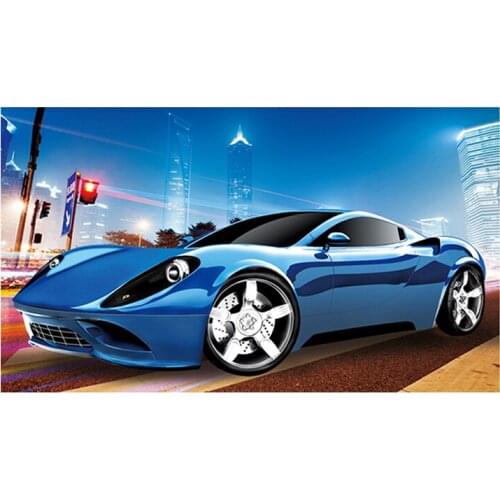 Cartoon sports car Diamond Painting Full blue Ferrari New DIY Sticking Drill Cross Embroidery 5D simple Home Decoration