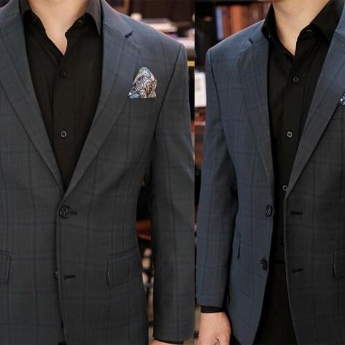 Notched Lapel Check Mens Tuxedos Custom Made Slim Fit Handsome Plaid Blazer Wedding Prom Coat Jacket 2 Pieces