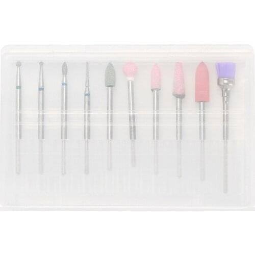 10pcs/lot Nail Drill Bits Nail File Set Milling Cutter Electric Manicure Cuticle Clean Burr Rotary Drill Machine Accessory Tools