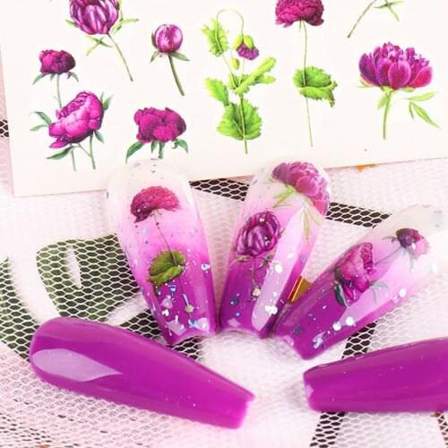 1pc Nail Art Stickers Multi-color Style Flower Collection Nail Jewelry Transfer Decal Sketch Watercolor Nail Art Decoration