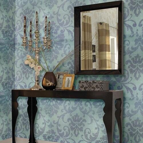 MYWIND Natural Fabric Big Sale European Floral Blue Sisal Wallpaper For Living Room Home Decoration