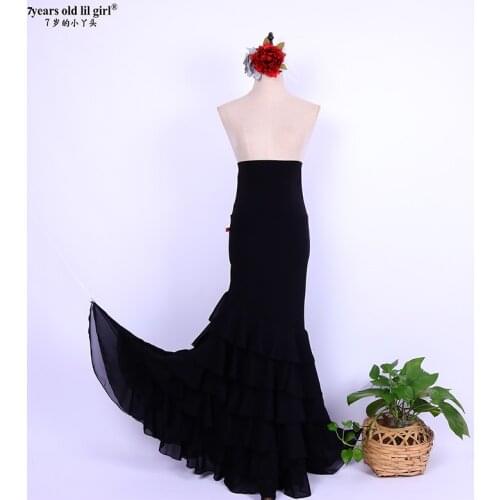 7years Old Lil Girl 2021 New Spanish Dance Dress Flamenco Practice Skirt Multilayer Wear WomenDTT31