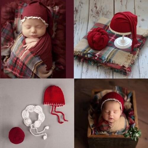 Newborn Photography Props Baby Christmas Hat Photography Blanket Wraps Photo Studio Shoots Accessories Photo Props