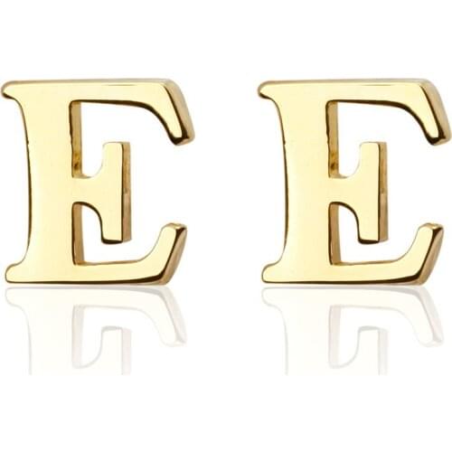 New Brand gold A-Z letter E Shirt Cufflinks for Men Jewelry Wedding Groom Alloy Cuff Links French Business Abotoaduras Gift