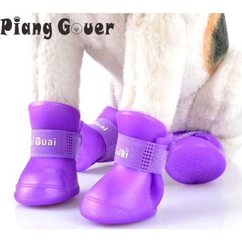 S/M/L Pet Shoes Small Dog Waterproof Rain Boots Rubber Candy Color Dog Shoes