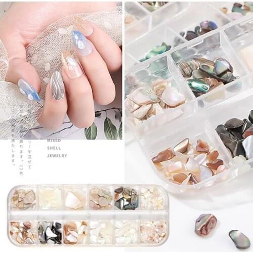 1 Box Nails Abalone Shell Fragments Texture Natural Sea Shell 3d Charm Nail Art Decoration Slice DIY Beauty Salon Tools New