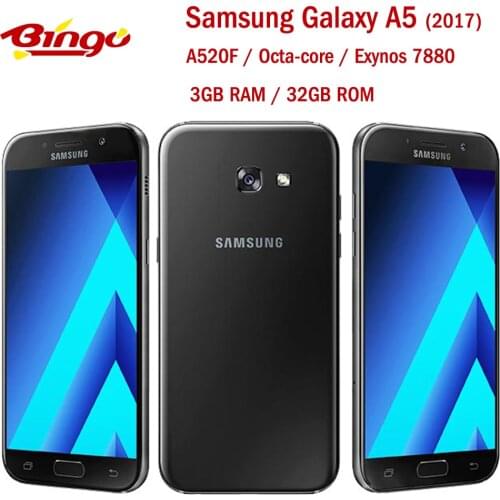Samsung Galaxy A5 (2017) A520F Original Android mobile phone Octa core 3GB RAM 32GB ROM 5.2" AMOLED screen 16MP Fingerprint NFC
