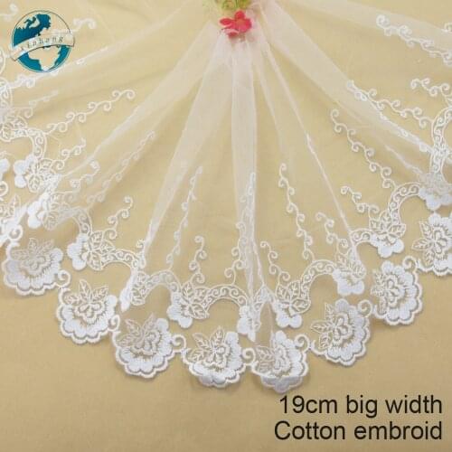 19cm width Cotton embroid lace sewing ribbon guipure trim or fabric warp knitting DIY Garment Accessories free shipping#3277