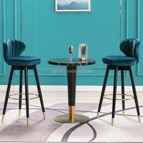 Nordic Bar Stools Light Luxury American Rotating Solid Wood High Stools Home Modern Minimalist Italian Bar Chairs