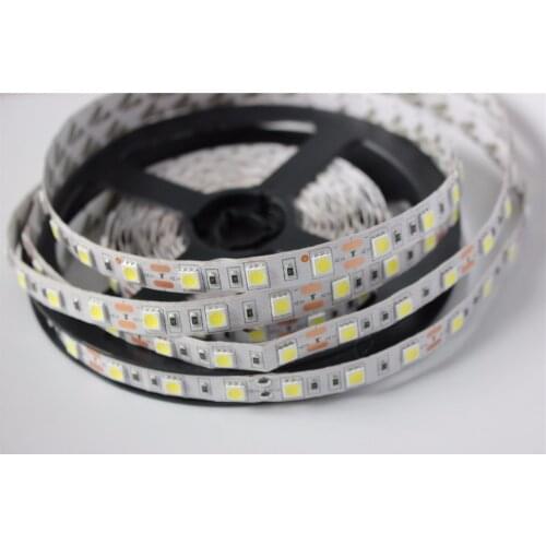 SMD 5050 LED Strip 5M 60led/m DC 12V 24V Flexible Ribbon Diode Tape 4000K NW RGB White Warm White Red Green Blue Yellow Light