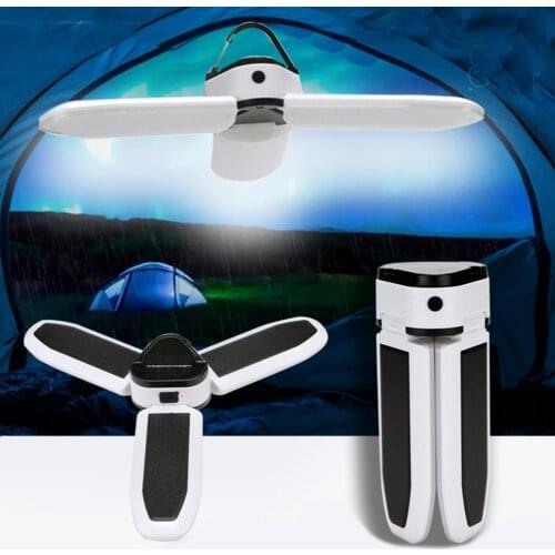 LED Camping Tent Light Solar Powered Outdoor Portable Ultra Lamp Emergency Charging Three Blades Five-speed Modes for Night