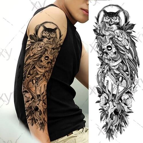 Waterproof Temporary Tattoo Sticker wave pattern plum blossom butterfly full arm large fake tatto flash tatoo for men women girl
