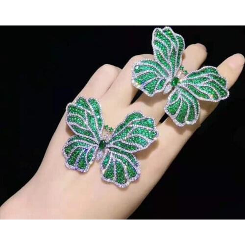 High-grade Three color zircon micro inlay DIY classic butterfly brooch