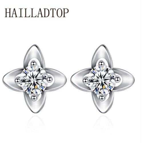 Korean Style Stud Earrings Women Piercing Jewelry Silver Color Christmas Earrings Bijoux Luxury Cubic Zirconia Jewelry Wholesale