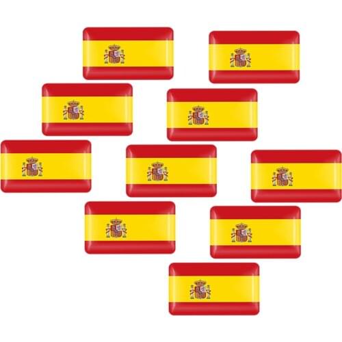 10Pcs 3D Car Sticker Spain National Flag Car Body Trunk Logo Auto Motorcycle Personality Decoration Sticker Auto Accessories