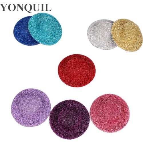2.75" Glitter Blingbling Fascinator Base With Hairpins Sequin Kawaii Mini Top Hats Millinery 9 Colors Can be Choose 50Pcs/Lot